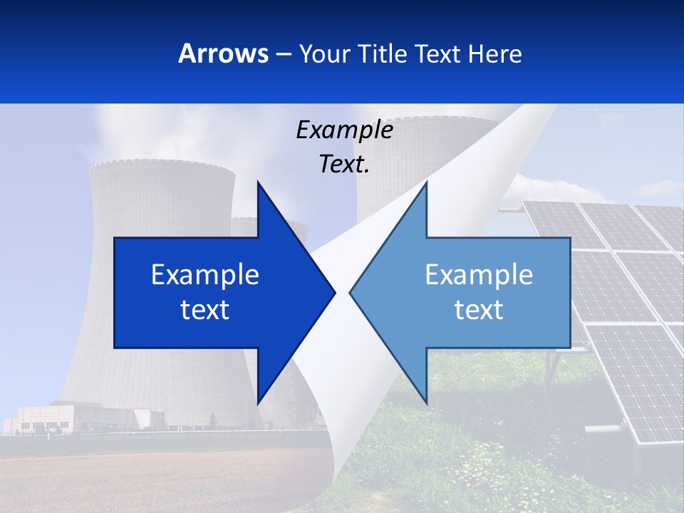 A Power Plant With Solar Panels In The Foreground PowerPoint Template