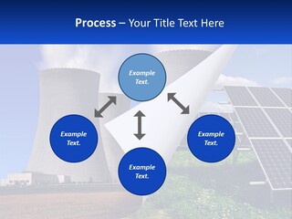 A Power Plant With Solar Panels In The Foreground PowerPoint Template