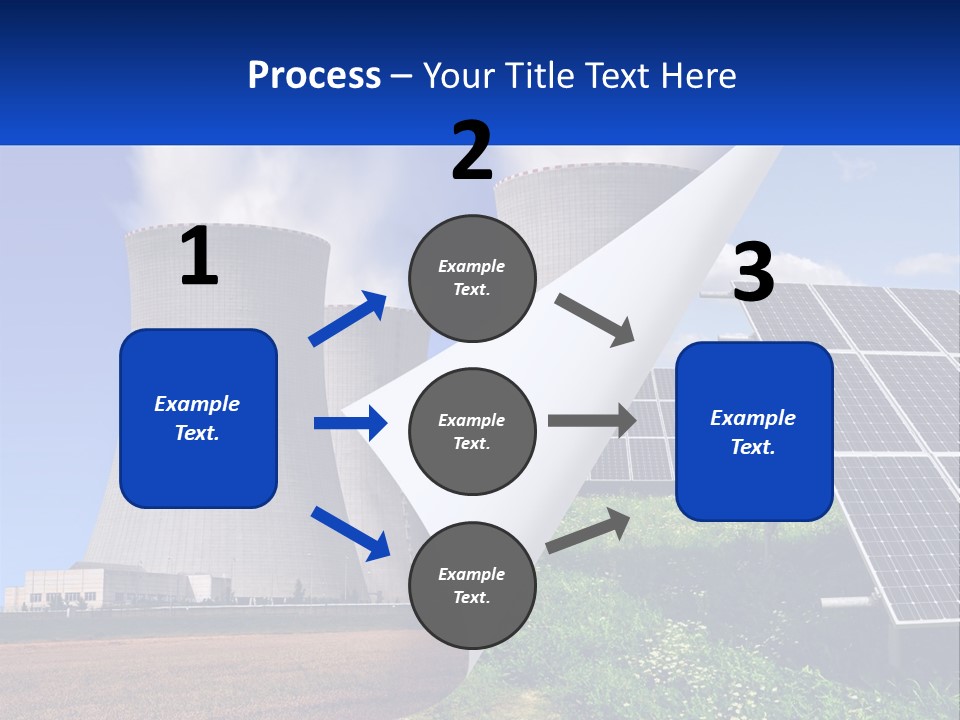 A Power Plant With Solar Panels In The Foreground PowerPoint Template