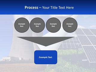 A Power Plant With Solar Panels In The Foreground PowerPoint Template