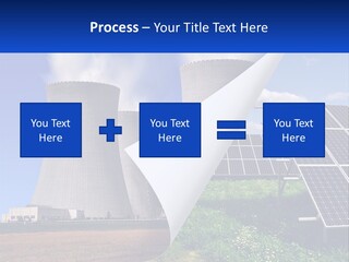 A Power Plant With Solar Panels In The Foreground PowerPoint Template