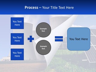 A Power Plant With Solar Panels In The Foreground PowerPoint Template