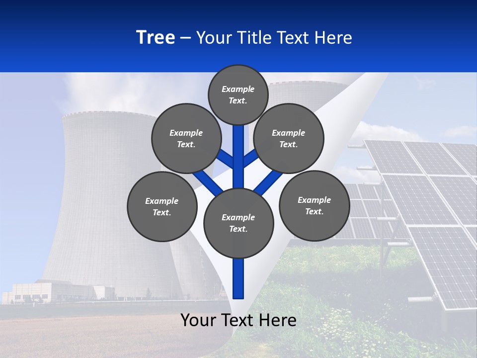 A Power Plant With Solar Panels In The Foreground PowerPoint Template