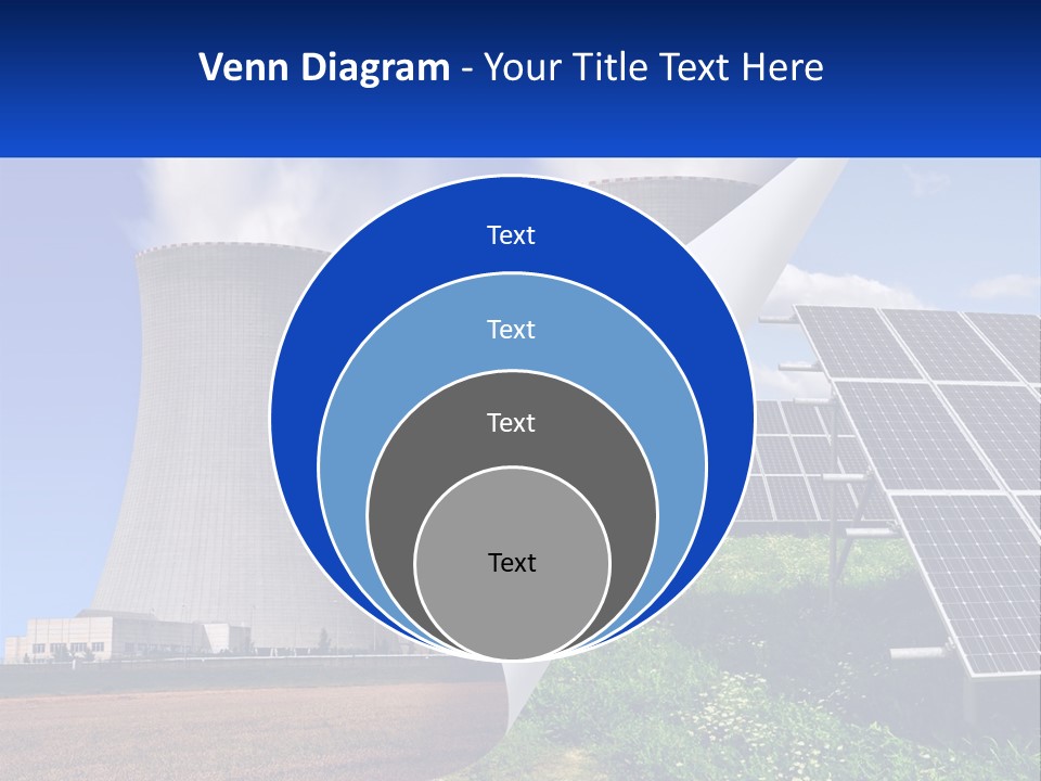 A Power Plant With Solar Panels In The Foreground PowerPoint Template
