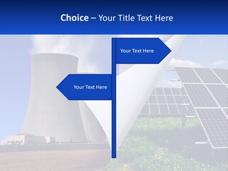 A Power Plant With Solar Panels In The Foreground PowerPoint Template