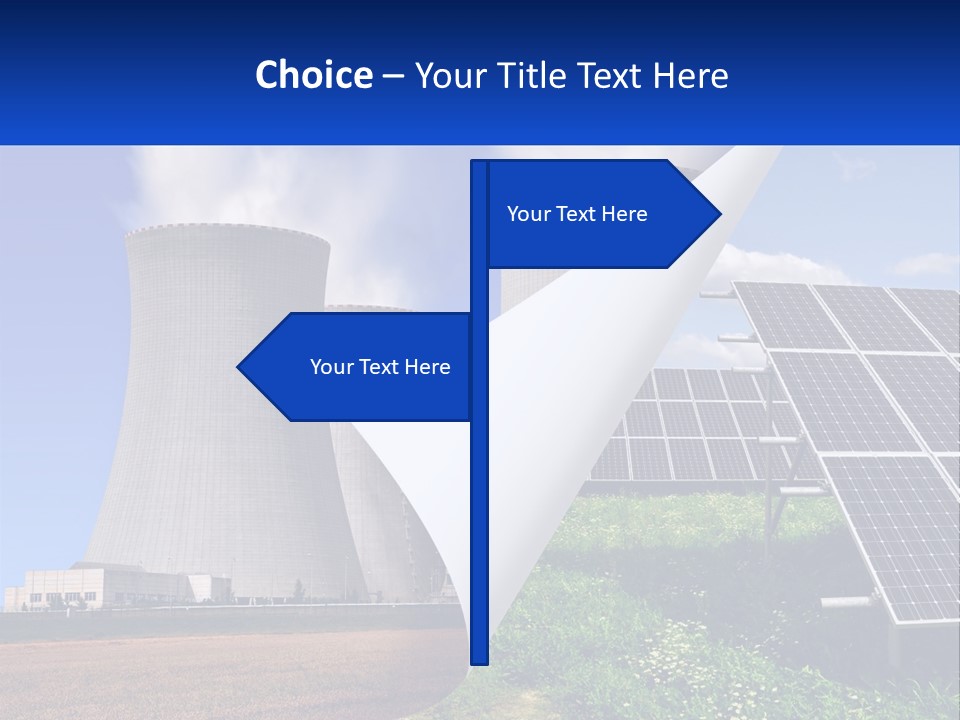A Power Plant With Solar Panels In The Foreground PowerPoint Template
