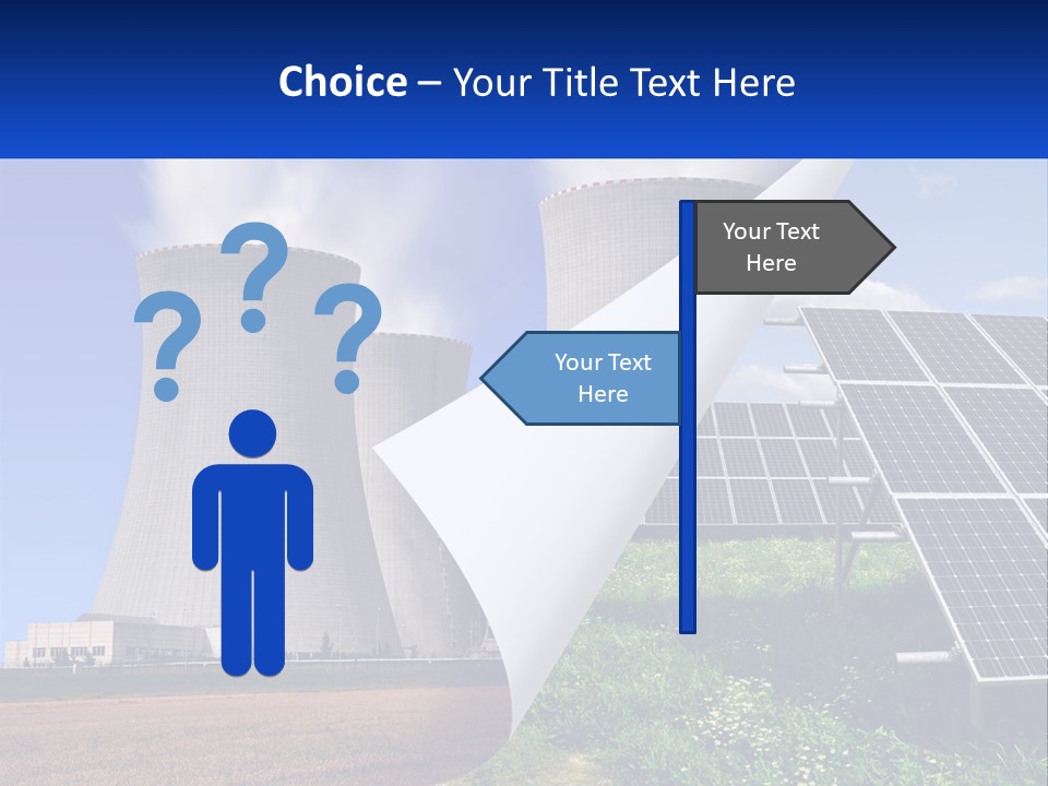 A Power Plant With Solar Panels In The Foreground PowerPoint Template