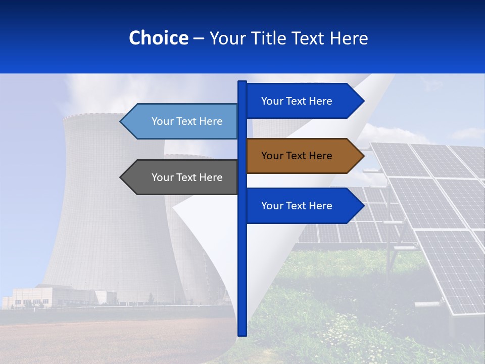 A Power Plant With Solar Panels In The Foreground PowerPoint Template