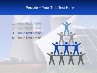 A Power Plant With Solar Panels In The Foreground PowerPoint Template