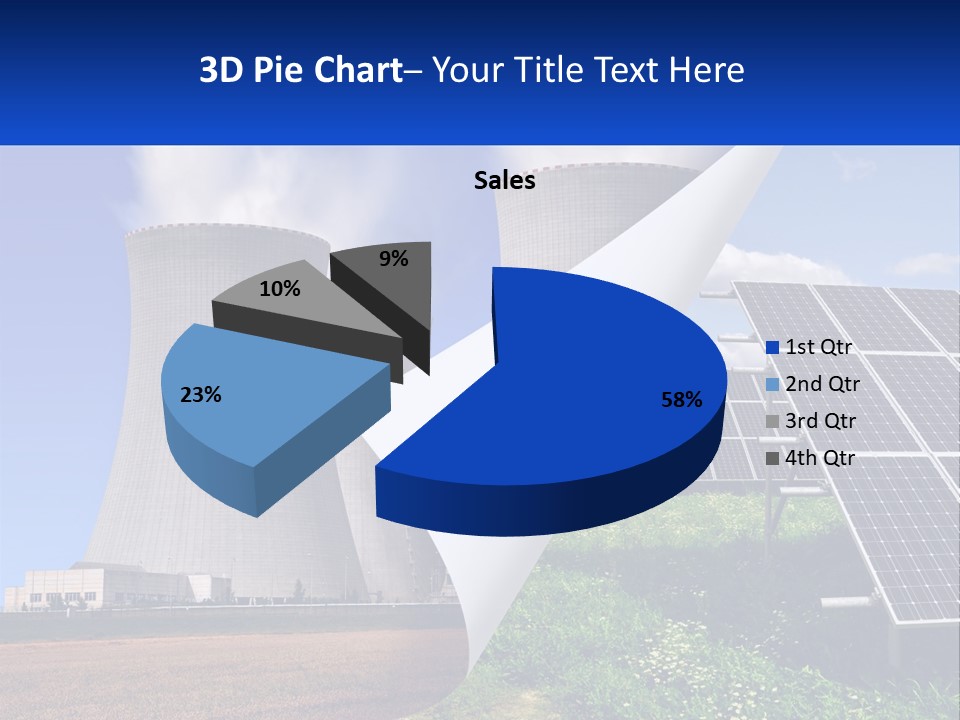 A Power Plant With Solar Panels In The Foreground PowerPoint Template