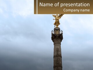 A Statue On Top Of A Pillar With A Golden Angel On Top PowerPoint Template