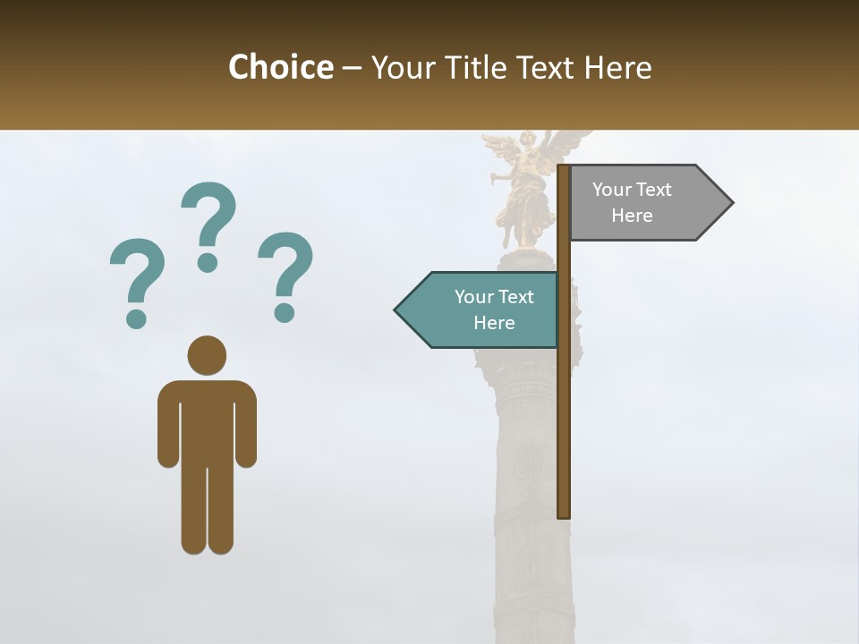 A Statue On Top Of A Pillar With A Golden Angel On Top PowerPoint Template