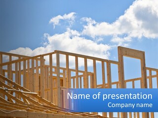 A House Under Construction With A Blue Sky In The Background PowerPoint Template