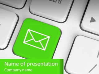 A Computer Keyboard With A Green Email Button On It PowerPoint Template