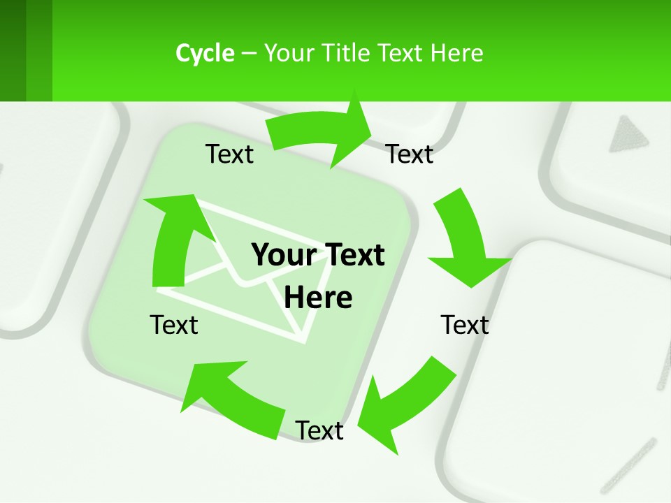 A Computer Keyboard With A Green Email Button On It PowerPoint Template