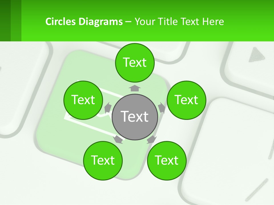 A Computer Keyboard With A Green Email Button On It PowerPoint Template