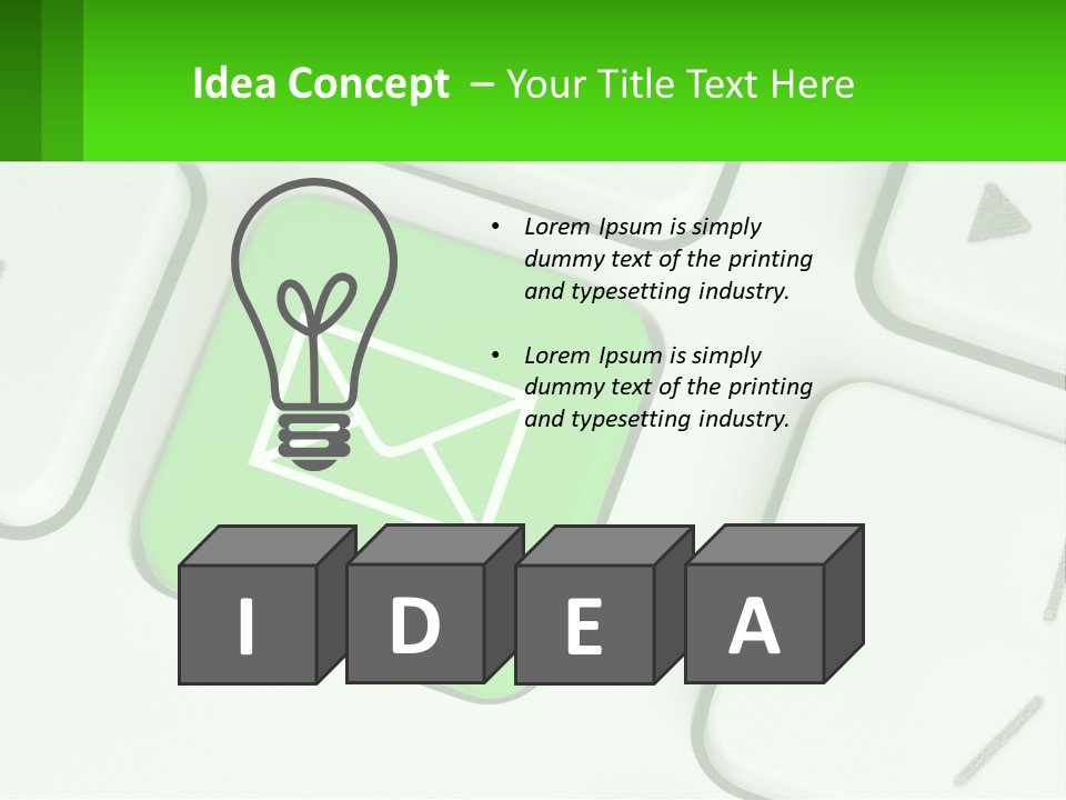 A Computer Keyboard With A Green Email Button On It PowerPoint Template