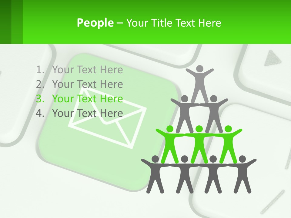 A Computer Keyboard With A Green Email Button On It PowerPoint Template