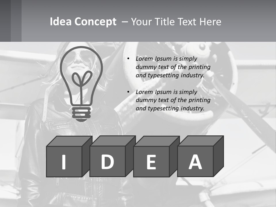 A Woman Standing In Front Of An Airplane PowerPoint Template