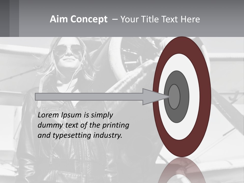 A Woman Standing In Front Of An Airplane PowerPoint Template