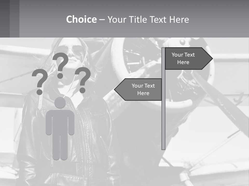 A Woman Standing In Front Of An Airplane PowerPoint Template