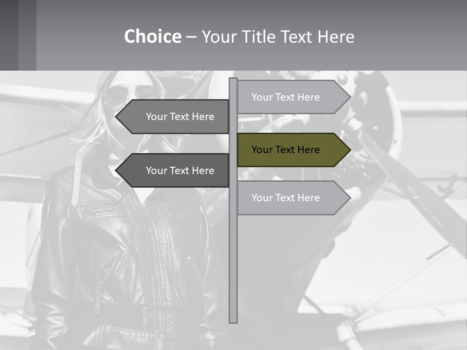 A Woman Standing In Front Of An Airplane PowerPoint Template