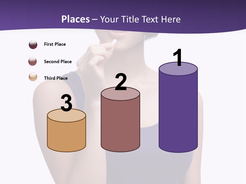 A Woman In A Purple Tank Top Holding Her Finger To Her Lips PowerPoint Template