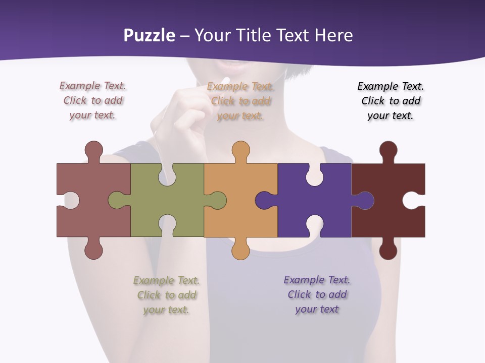 A Woman In A Purple Tank Top Holding Her Finger To Her Lips PowerPoint Template