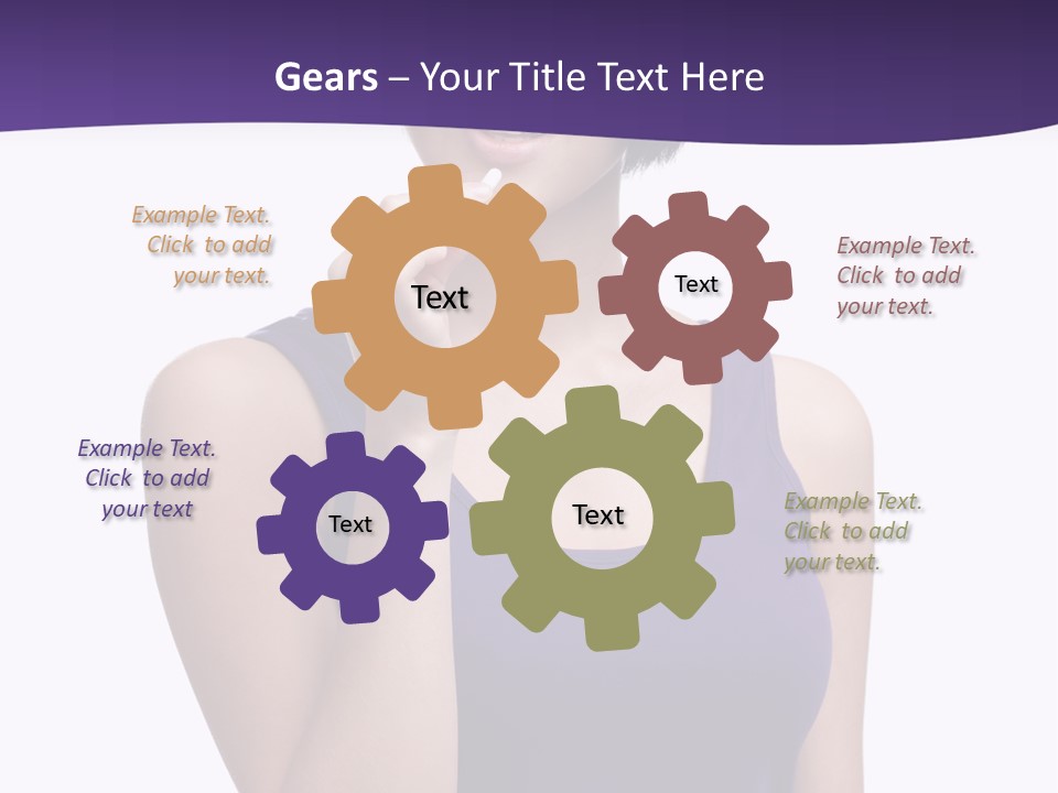 A Woman In A Purple Tank Top Holding Her Finger To Her Lips PowerPoint Template