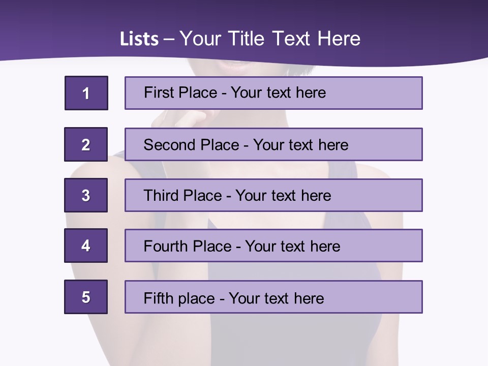 A Woman In A Purple Tank Top Holding Her Finger To Her Lips PowerPoint Template