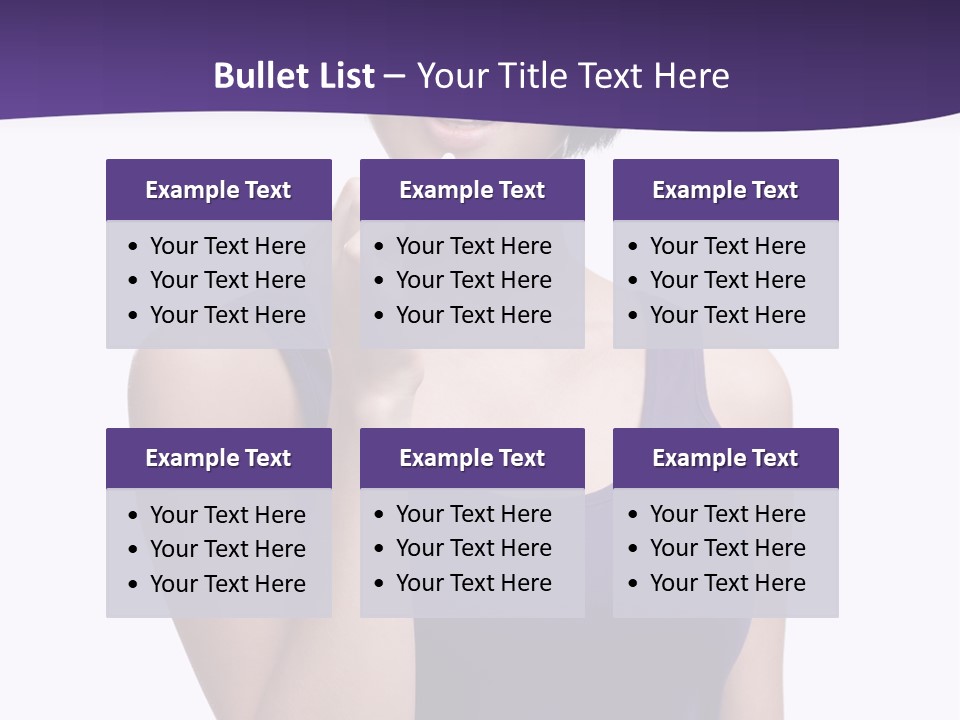 A Woman In A Purple Tank Top Holding Her Finger To Her Lips PowerPoint Template