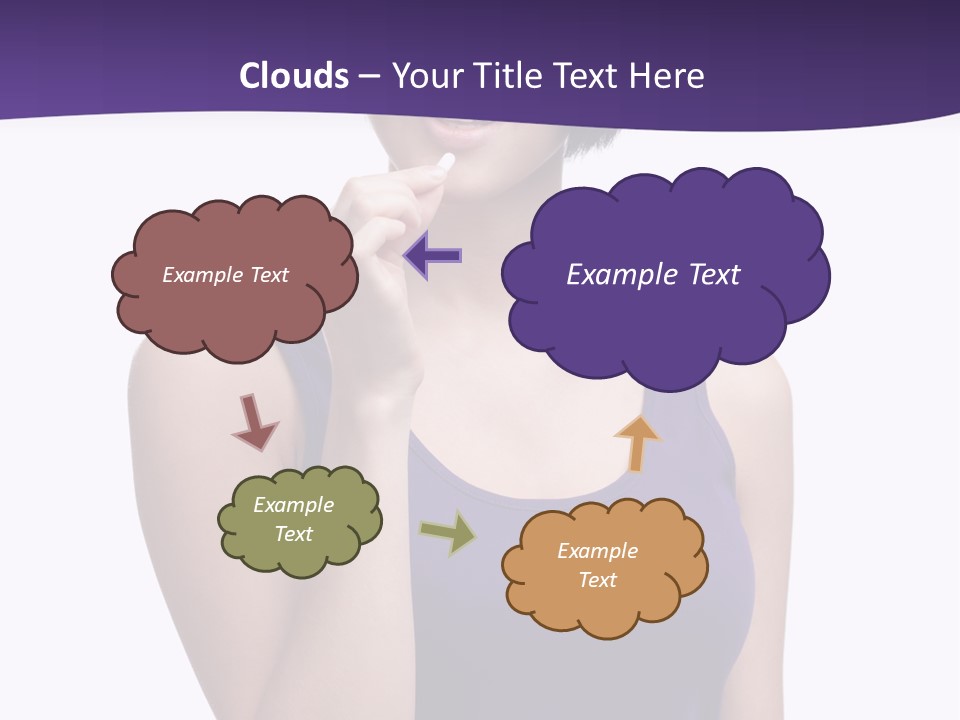 A Woman In A Purple Tank Top Holding Her Finger To Her Lips PowerPoint Template