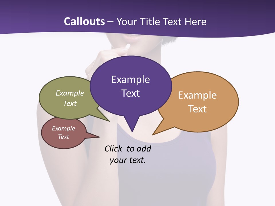 A Woman In A Purple Tank Top Holding Her Finger To Her Lips PowerPoint Template
