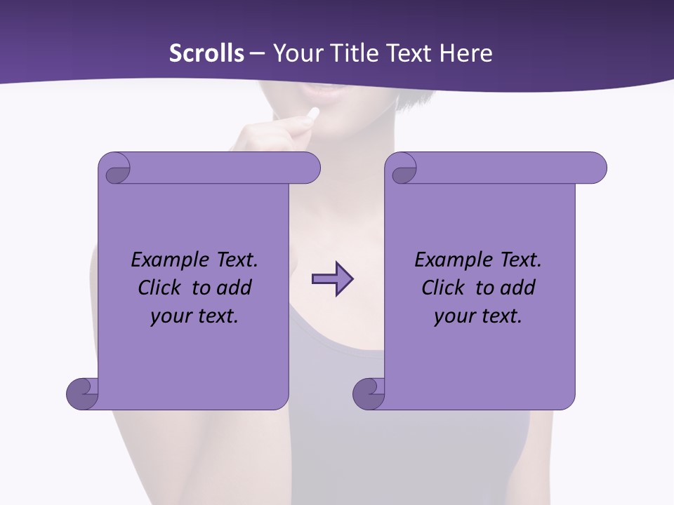 A Woman In A Purple Tank Top Holding Her Finger To Her Lips PowerPoint Template