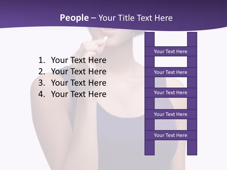 A Woman In A Purple Tank Top Holding Her Finger To Her Lips PowerPoint Template