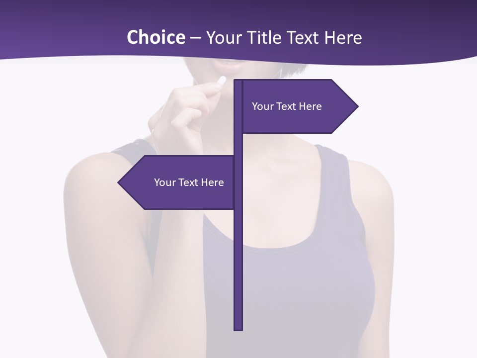 A Woman In A Purple Tank Top Holding Her Finger To Her Lips PowerPoint Template