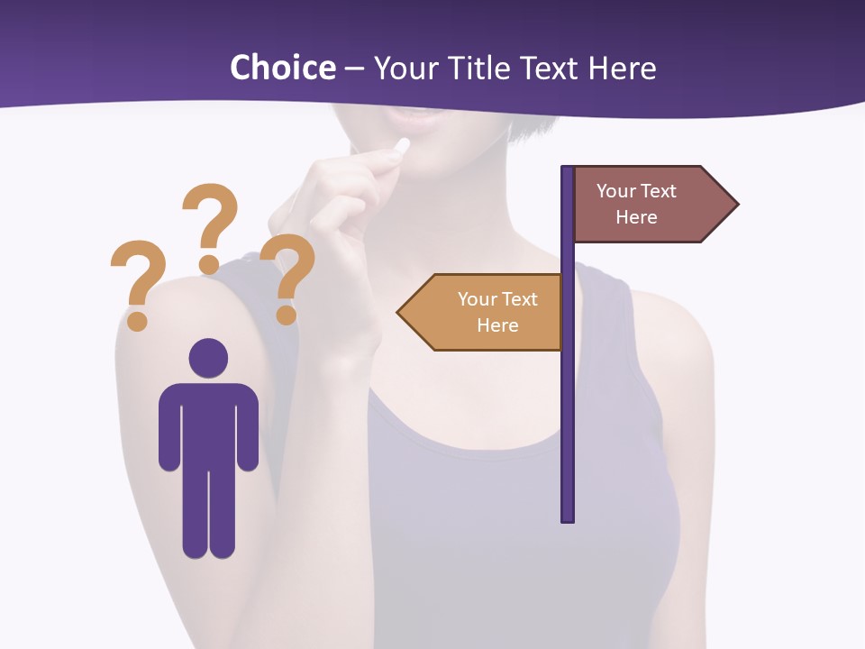 A Woman In A Purple Tank Top Holding Her Finger To Her Lips PowerPoint Template