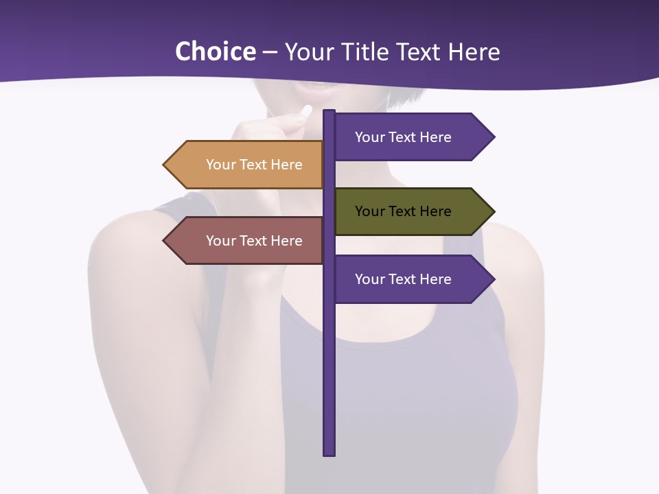 A Woman In A Purple Tank Top Holding Her Finger To Her Lips PowerPoint Template