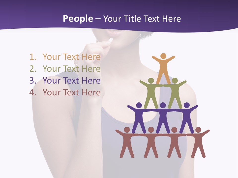 A Woman In A Purple Tank Top Holding Her Finger To Her Lips PowerPoint Template