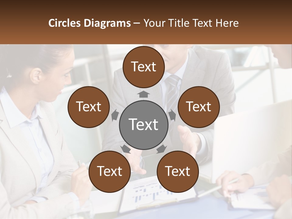 A Group Of People Sitting Around A Table Talking PowerPoint Template