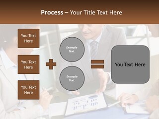 A Group Of People Sitting Around A Table Talking PowerPoint Template