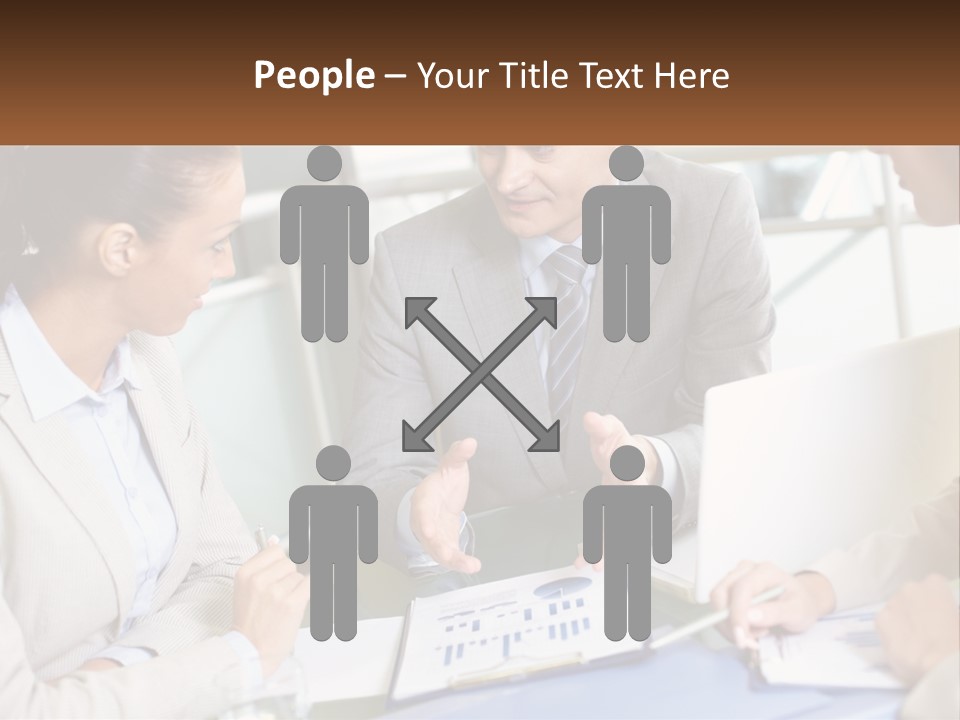 A Group Of People Sitting Around A Table Talking PowerPoint Template