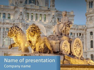 A Large Building With A Fountain And Statues In Front Of It PowerPoint Template