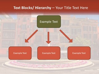 A Fountain In Front Of A Row Of Multi - Colored Buildings PowerPoint Template