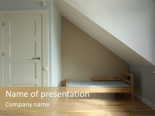 A Room With A Bed And A Door In It PowerPoint Template