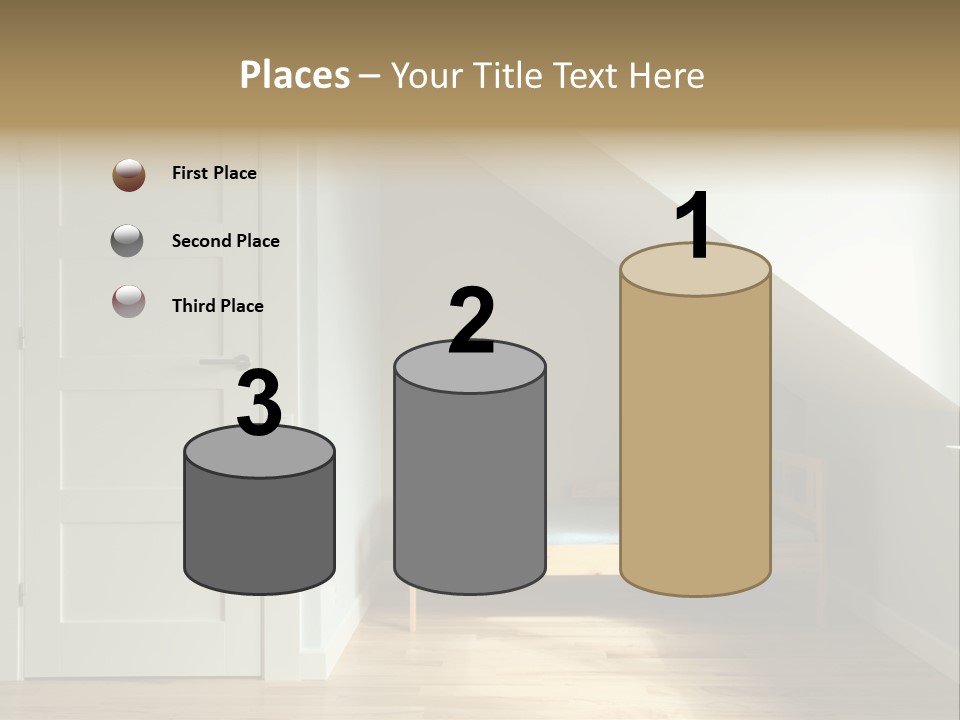 A Room With A Bed And A Door In It PowerPoint Template