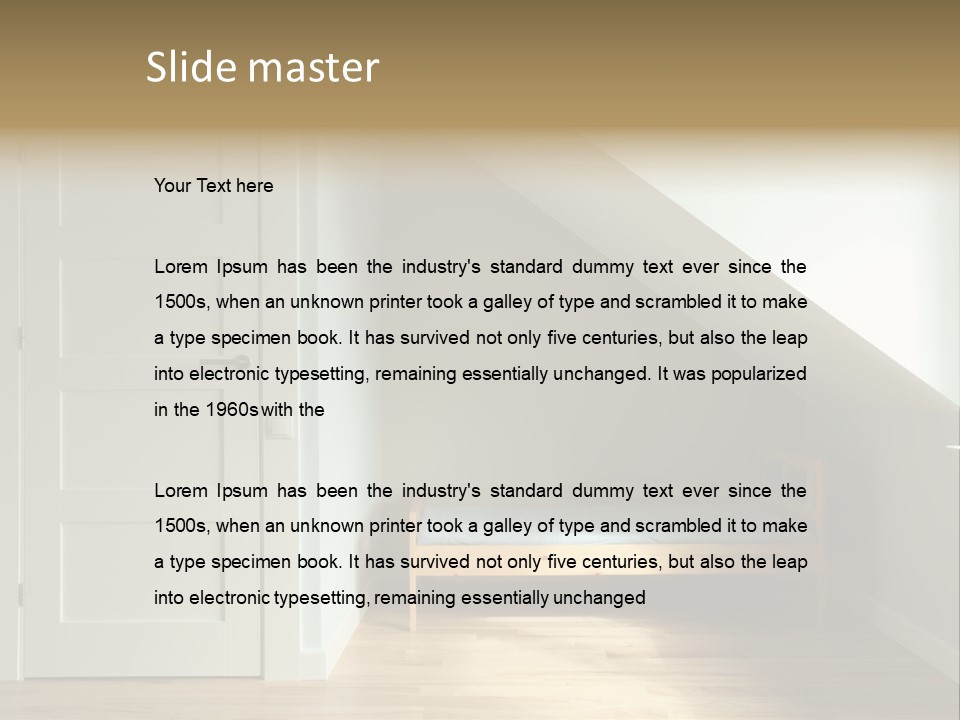 A Room With A Bed And A Door In It PowerPoint Template