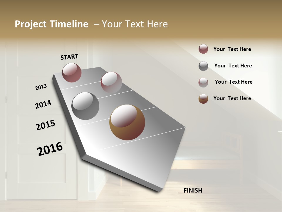A Room With A Bed And A Door In It PowerPoint Template