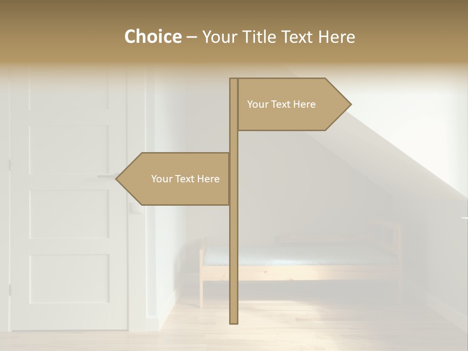 A Room With A Bed And A Door In It PowerPoint Template