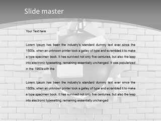 A Ball Is Breaking Through A Brick Wall PowerPoint Template